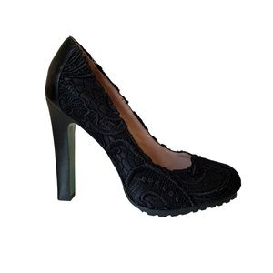 Lisa for Donald Pilner Rawna High Heels in Black Textured Fabric NWOT‎ Size 6.5
